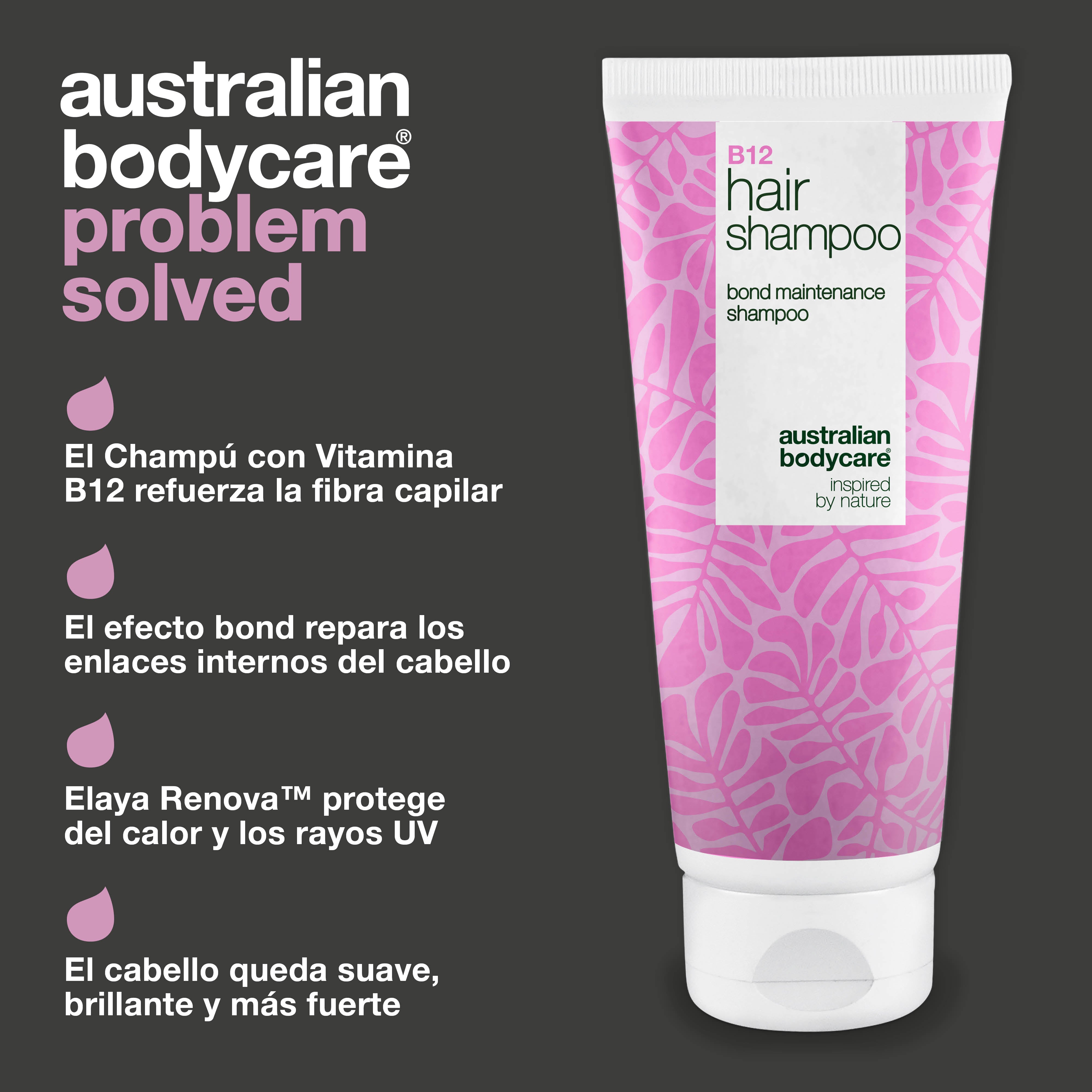 El Champú con Vitamina B12 repara y fortalece el cabello dañado con un efecto bond que reconstruye la fibra capilar.
