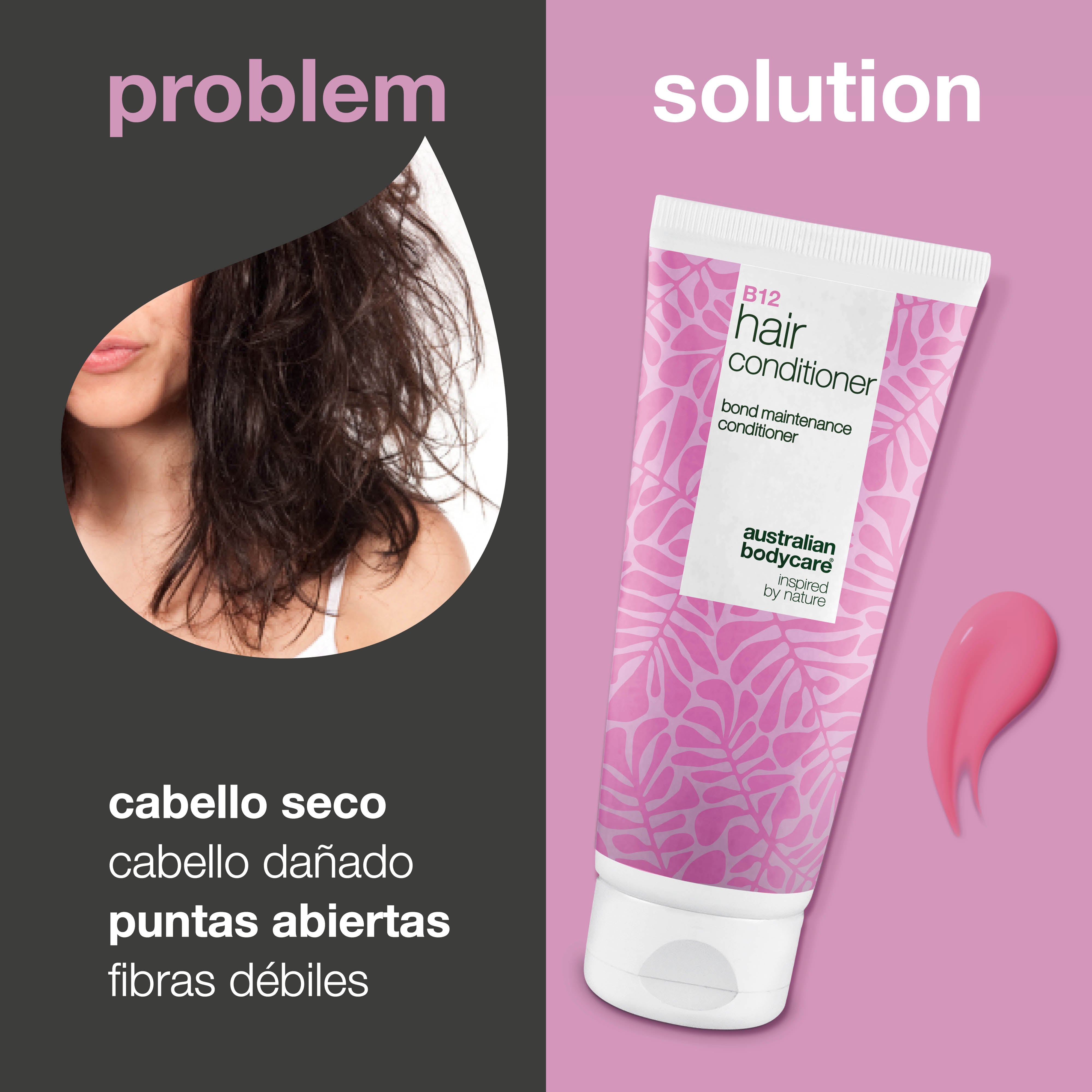 Acondicionador Vitamina B12 con efecto bond – fortalece y repara el cabello seco y dañado.