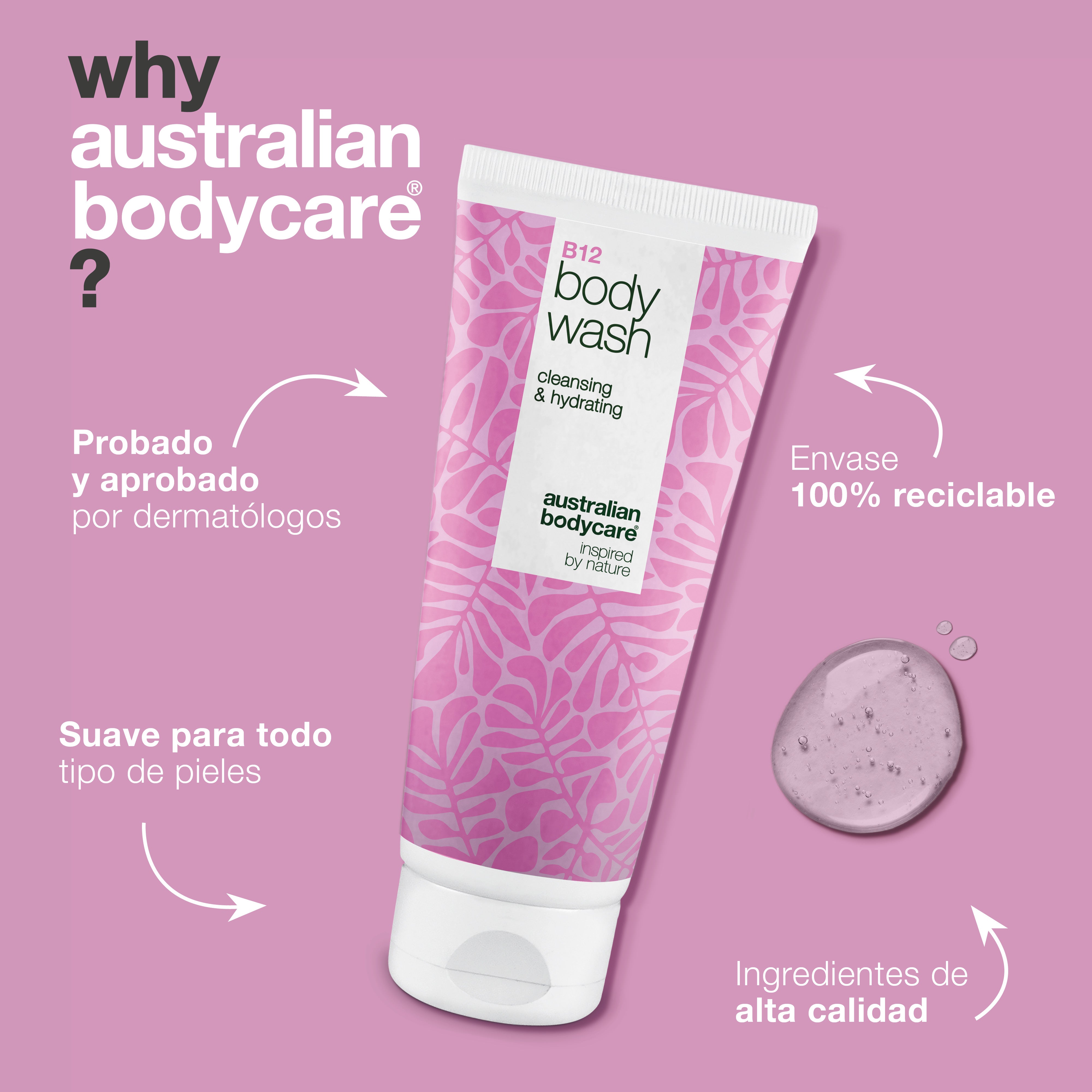 Gel de baño con B12 – Hidratación y nutrición diaria — Gel de baño B12 – cuidado diario que limpia, calma e hidrata profundamente la piel.