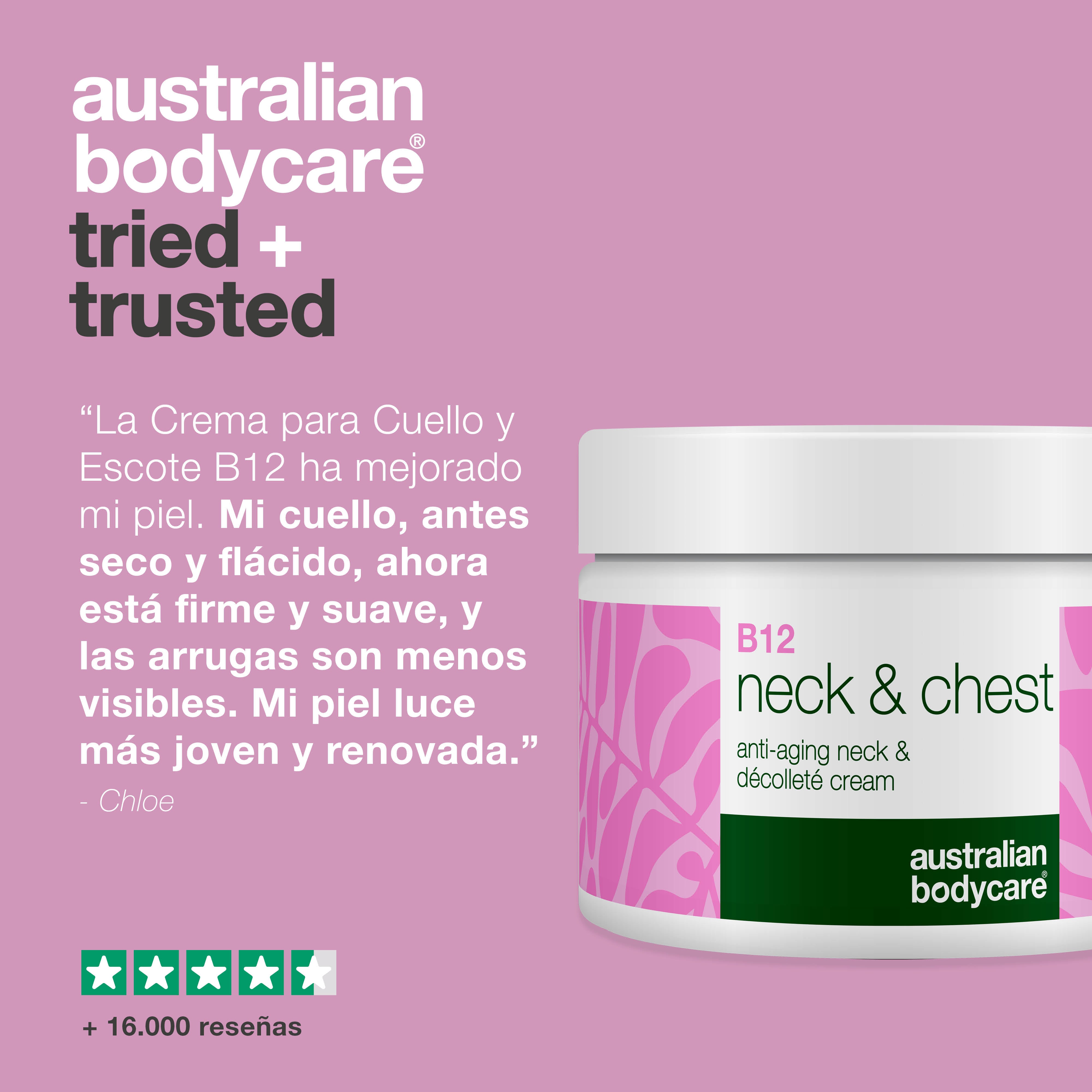 Crema para el cuello B12: reduce las arrugas y la flacidez de la piel: la crema para el cuello y el escote B12 hidrata, reafirma y suaviza las arrugas. Ideal para una apariencia juvenil y revitalizada.
