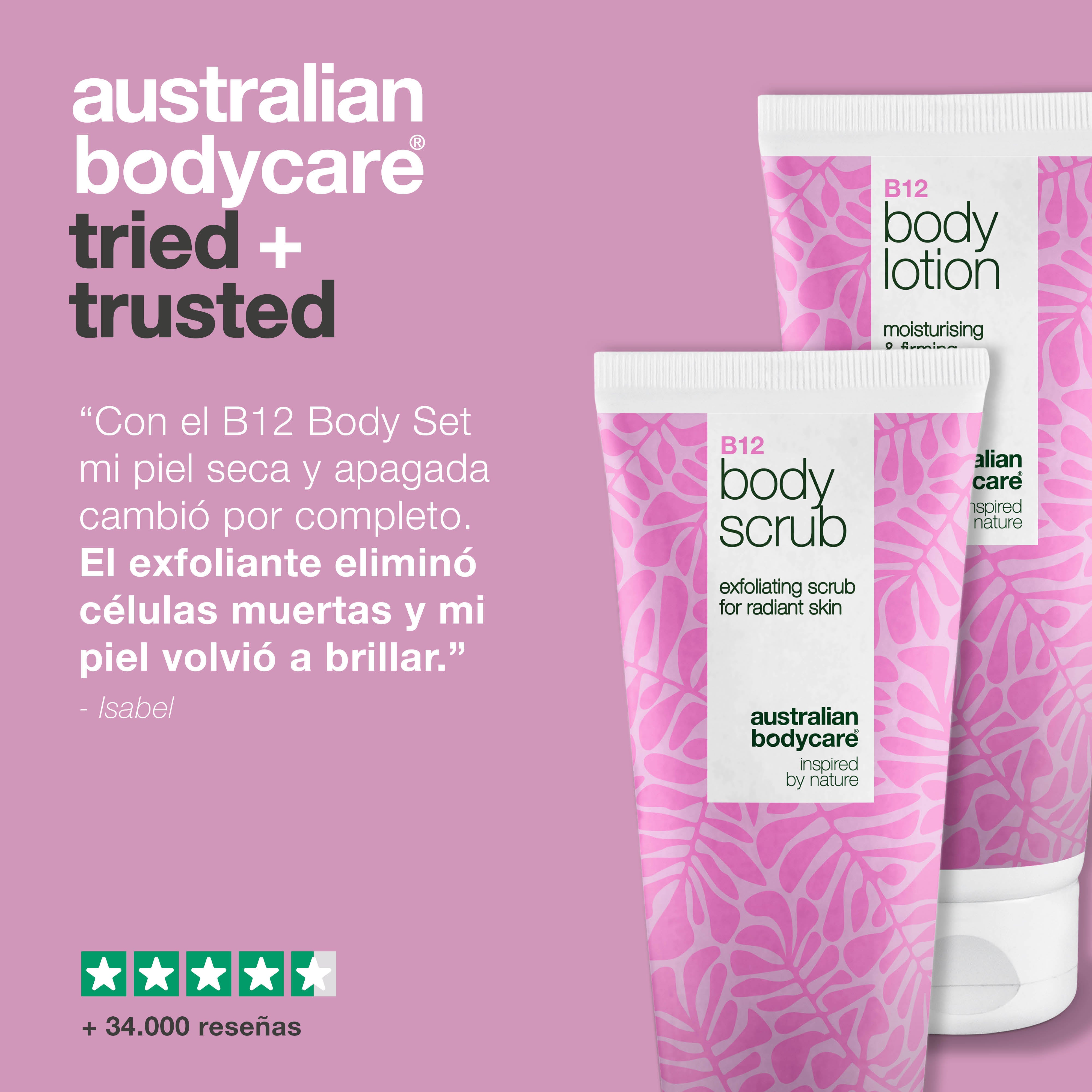Set de cuidado de la piel B12 para piel seca – Exfoliación & hidratación profunda — Exfoliante corporal & loción B12 hidratante para piel seca y sensible.