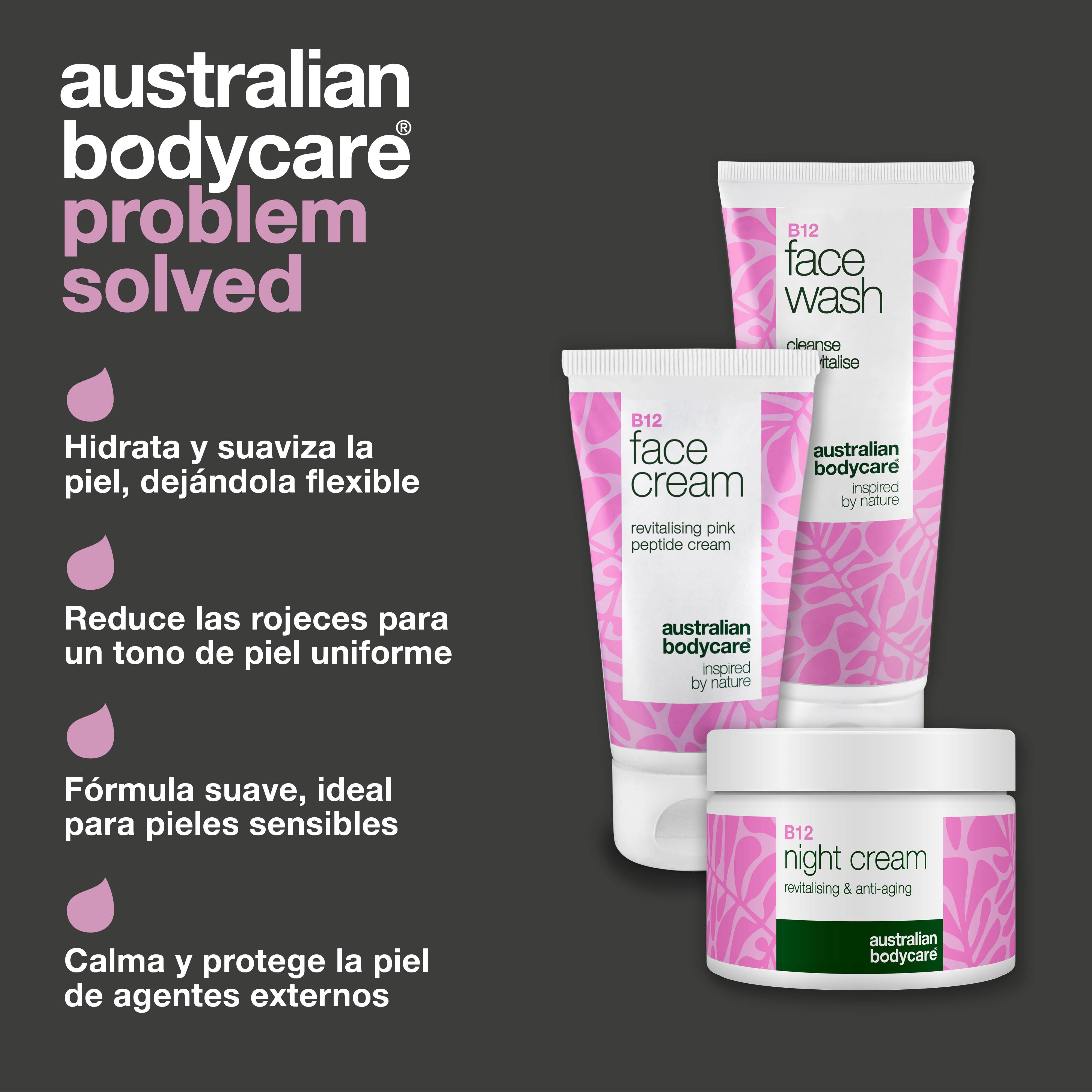 Set de cuidado de la piel B12 para enrojecimiento – Limpiador, crema de día y noche: cuidado de la piel B12 para pieles con enrojecimiento y tendencia a la rosácea. Limpiador, crema de día y crema de noche que calman e hidratan.