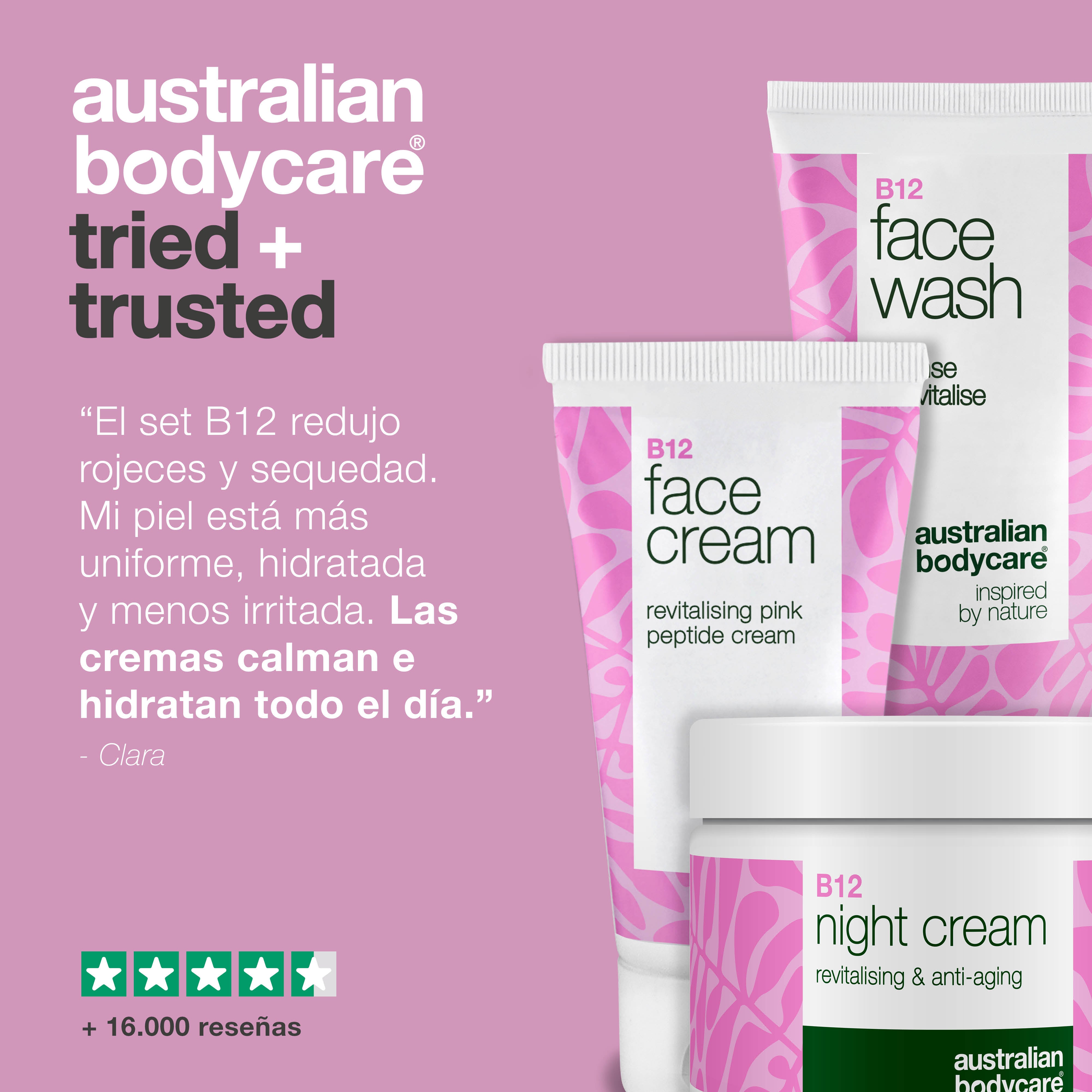 Set de cuidado de la piel B12 para enrojecimiento – Limpiador, crema de día y noche: cuidado de la piel B12 para pieles con enrojecimiento y tendencia a la rosácea. Limpiador, crema de día y crema de noche que calman e hidratan.