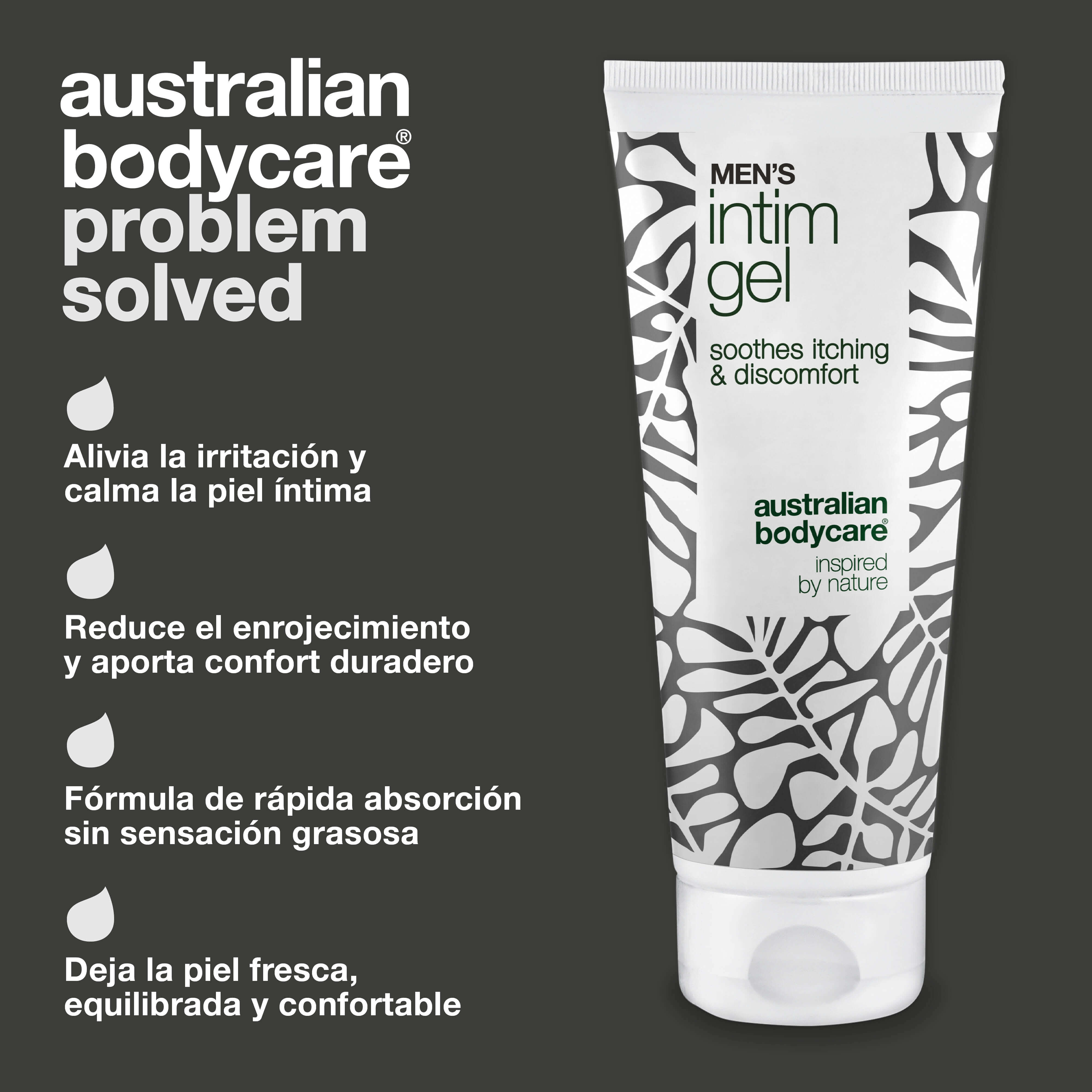 Gel íntimo para hombre – Alivia picor e irritación — Dile adiós al picor con Gel íntimo para hombre. Mantiene la piel fresca y equilibrada con una fórmula no grasa y de rápida absorción.