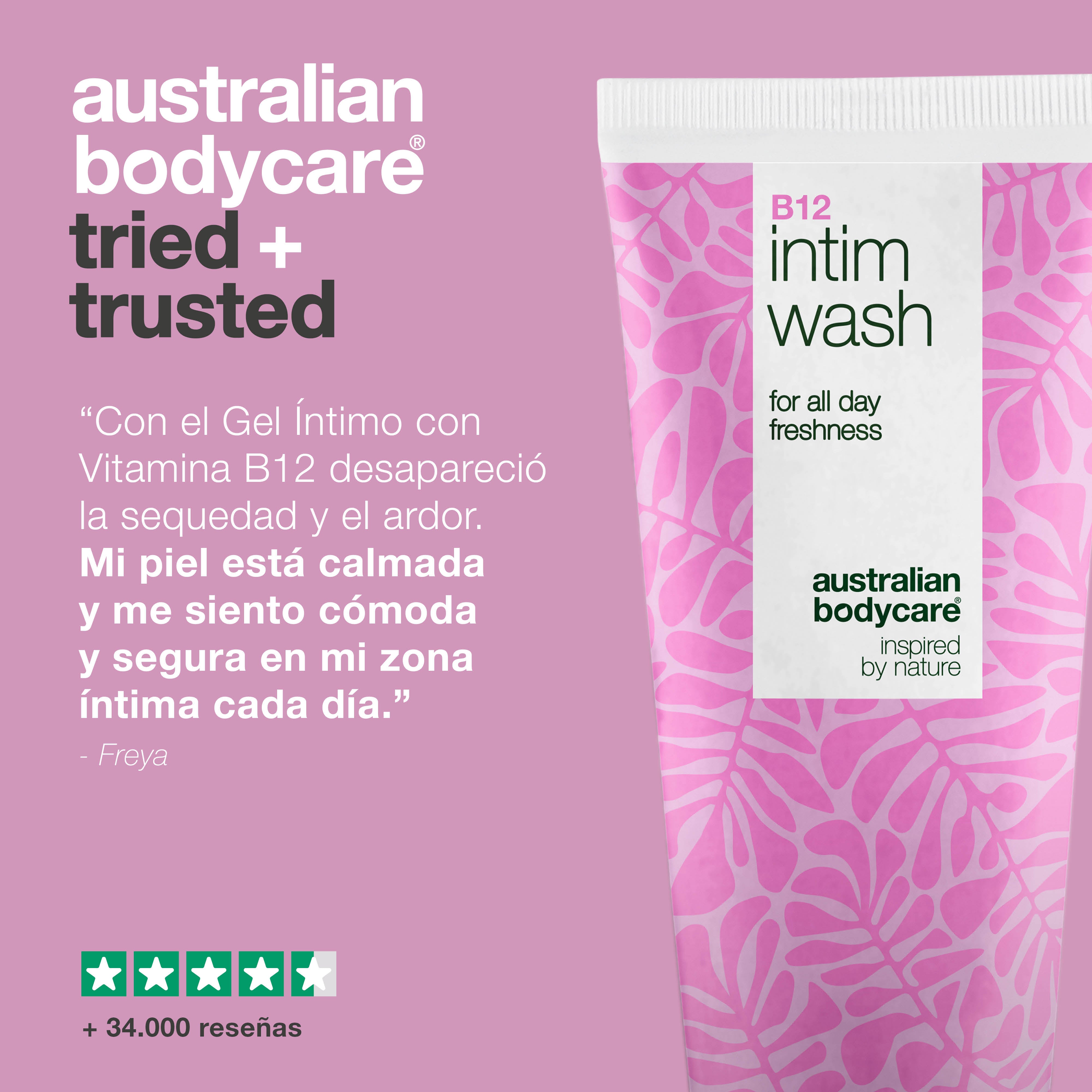 Gel íntimo para sequedad, picor y molestias. Con vitamina B12, glicerina hidratante y agentes limpiadores vegetales. Ideal para mujeres 40+.