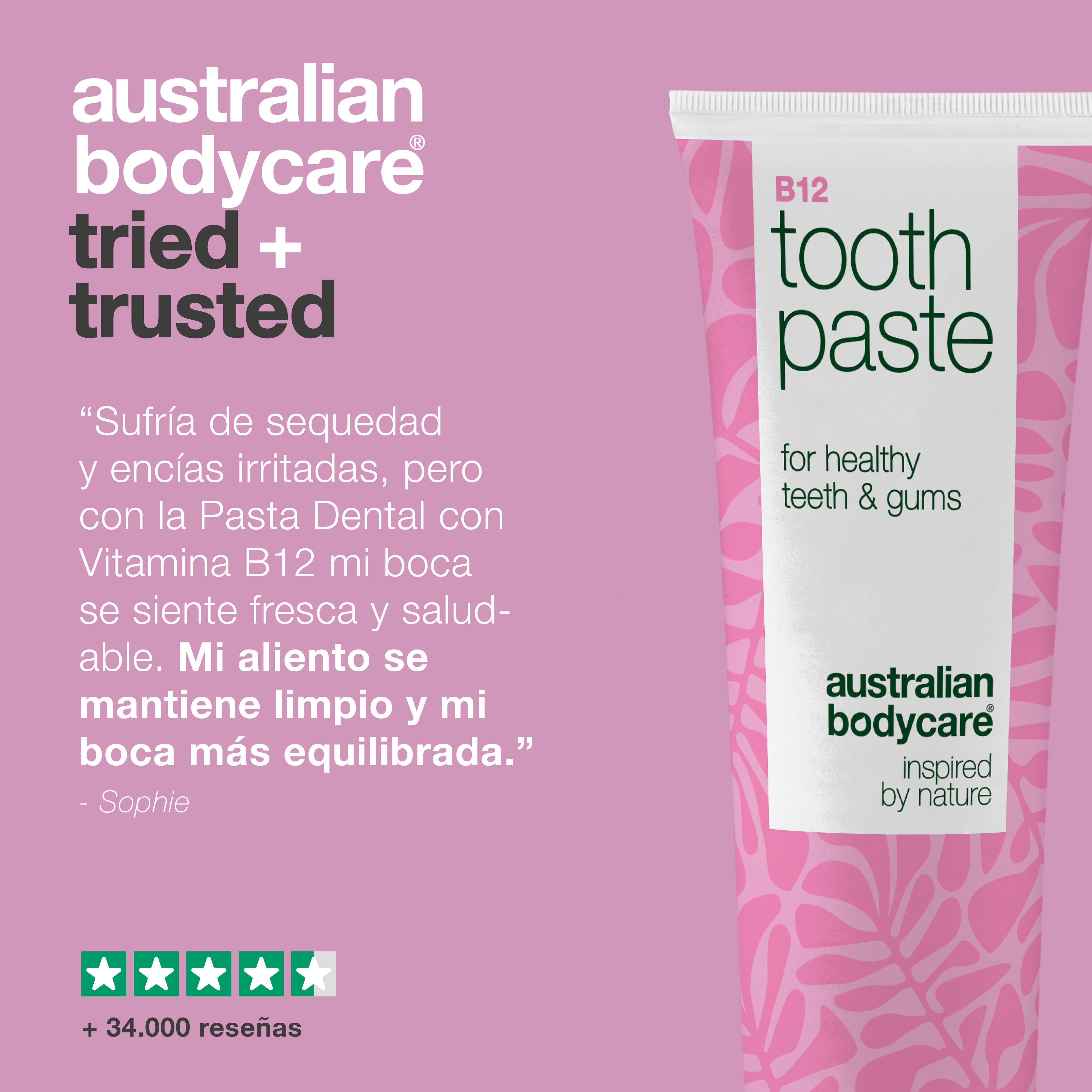 Pasta de dientes con Vitamina B12 combate la sequedad y el mal aliento. Fortalece los dientes. Con B12, flúor, zinc, aceite de limón y menta.