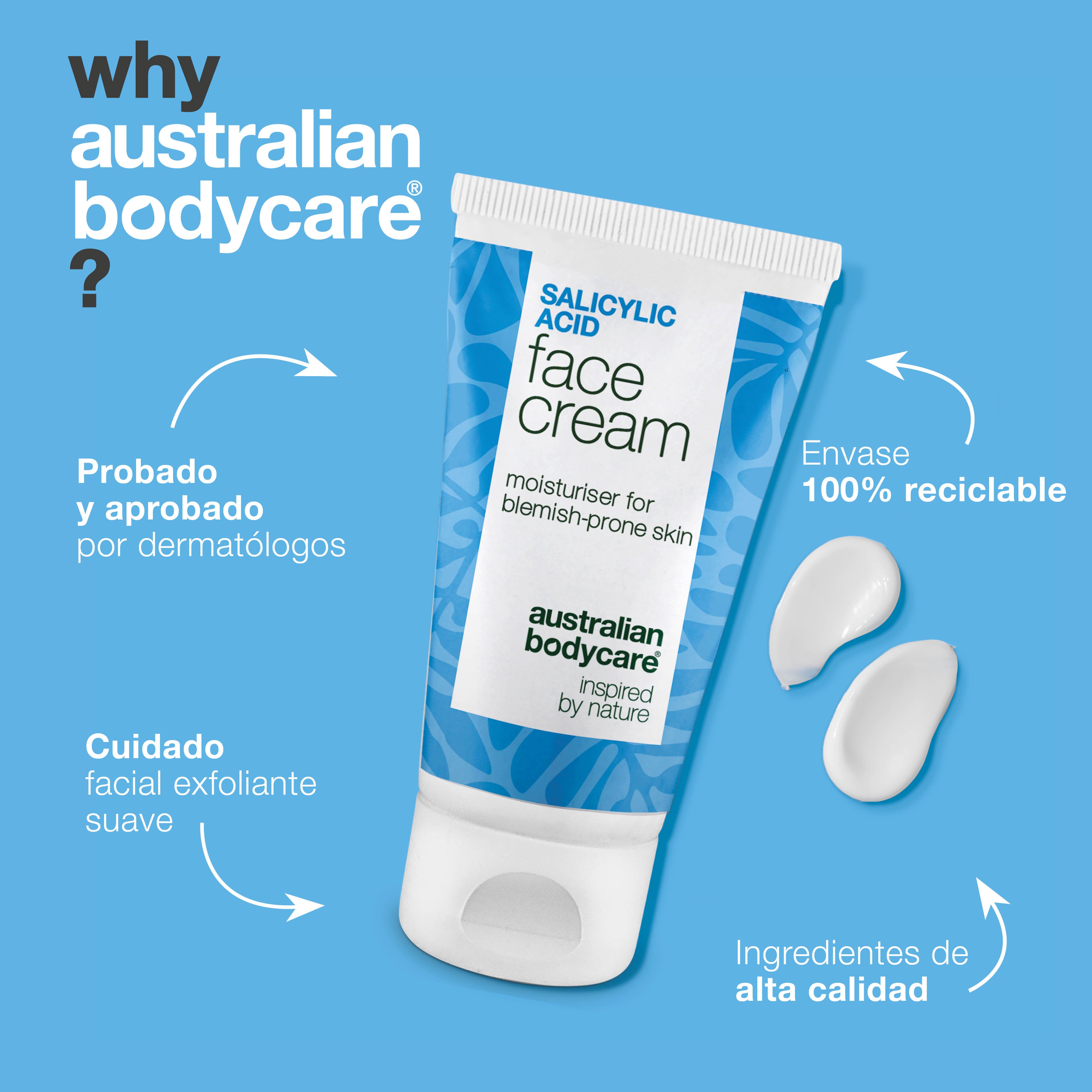 Crema facial con ácido salicílico – reduce granos y puntos negros, limpia poros y equilibra la piel grasa