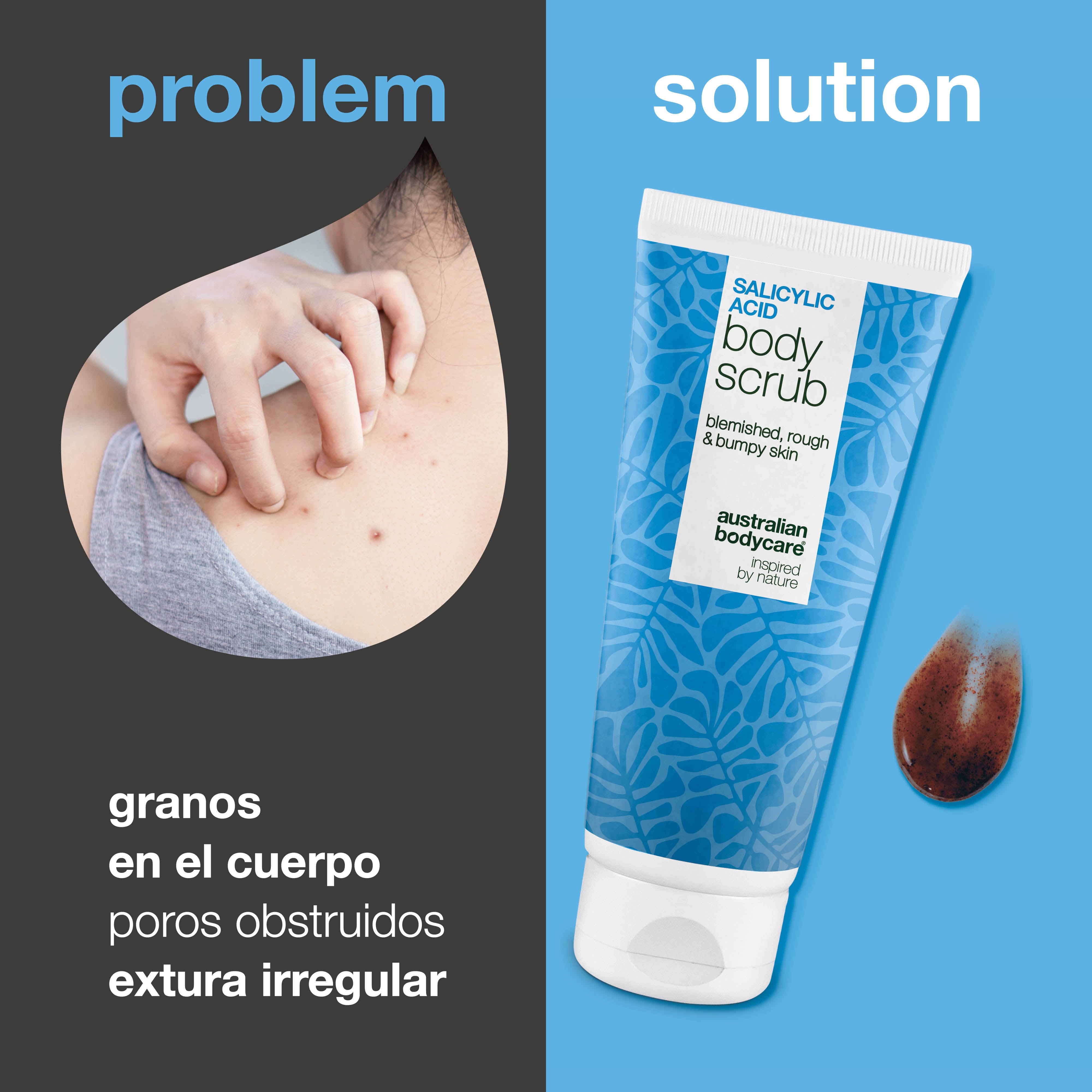 Body Scrub con ácido salicílico para una piel limpia y suave — Body Scrub con ácido salicílico elimina impurezas y limpia poros. Con ácido salicílico, ácido glicólico, polvo de albaricoque y alantoína