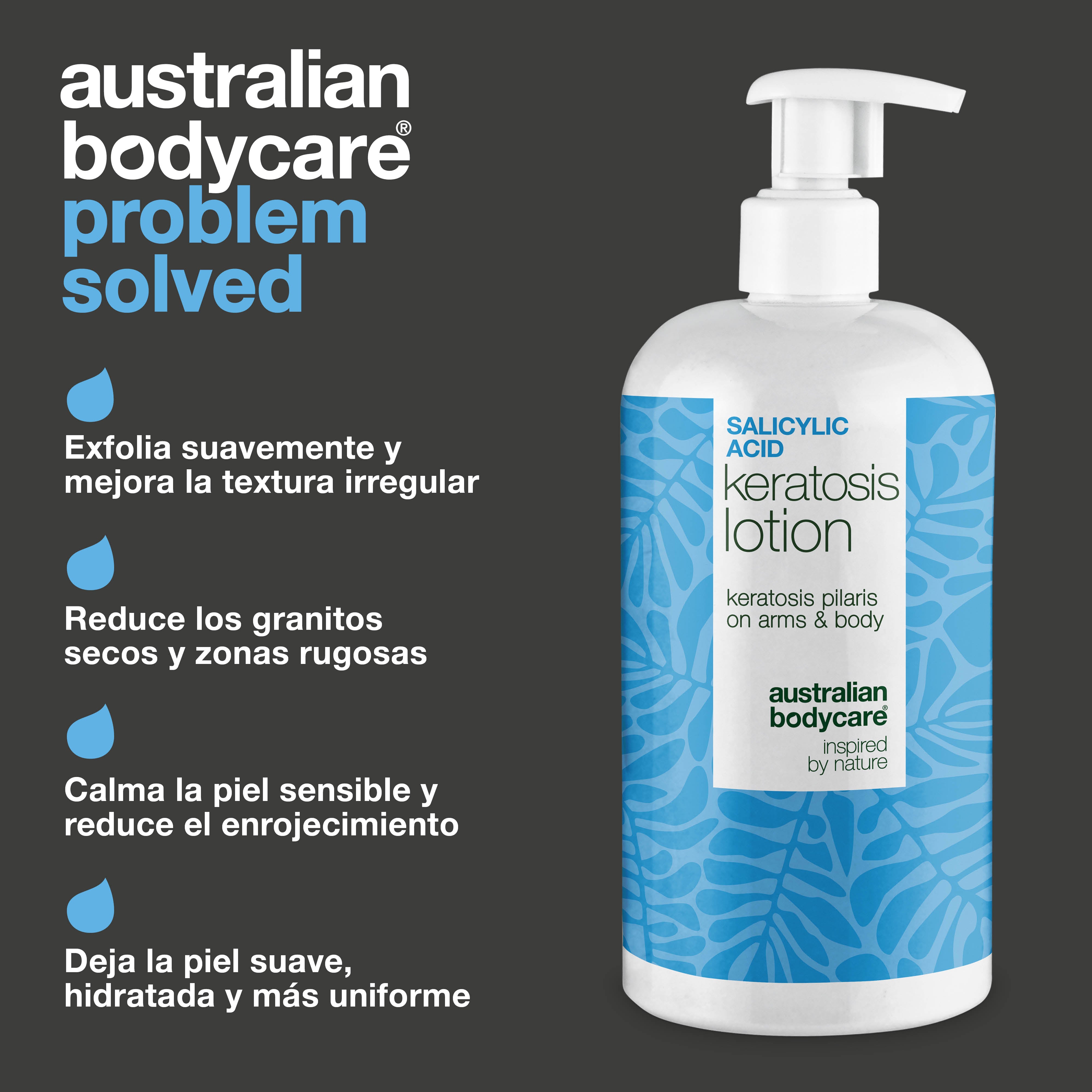 Loción corporal para queratosis pilaris y sequedad — Loción para queratosis pilaris. Suaviza y calma con ácido salicílico, niacinamida y zinc. Ideal para piel seca y rugosa.