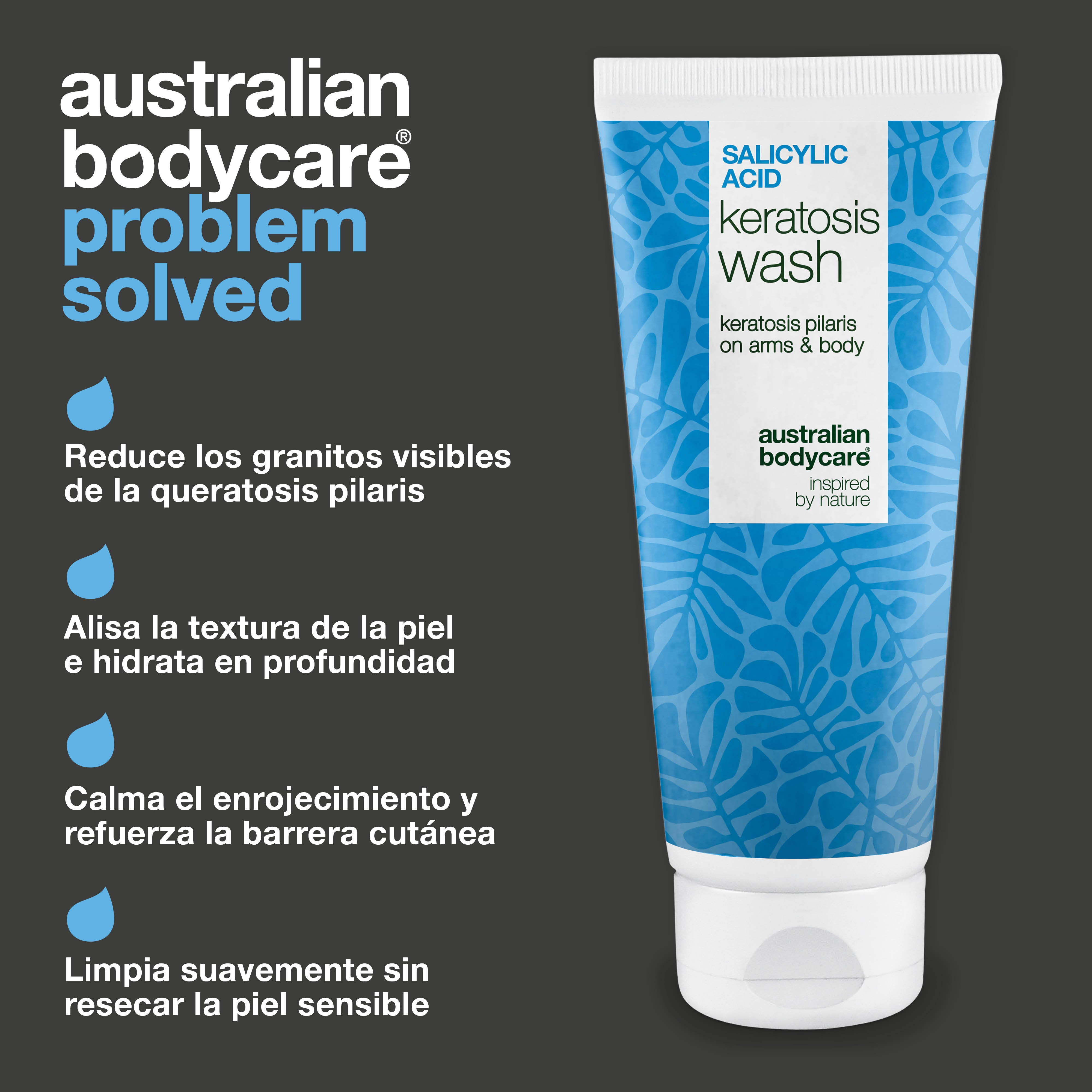 Keratosis Pilaris Body Wash contra la queratosis pilaris, poros obstruidos y rojeces. Con ácido salicílico, niacinamida, zinc PCA y vitamina E.