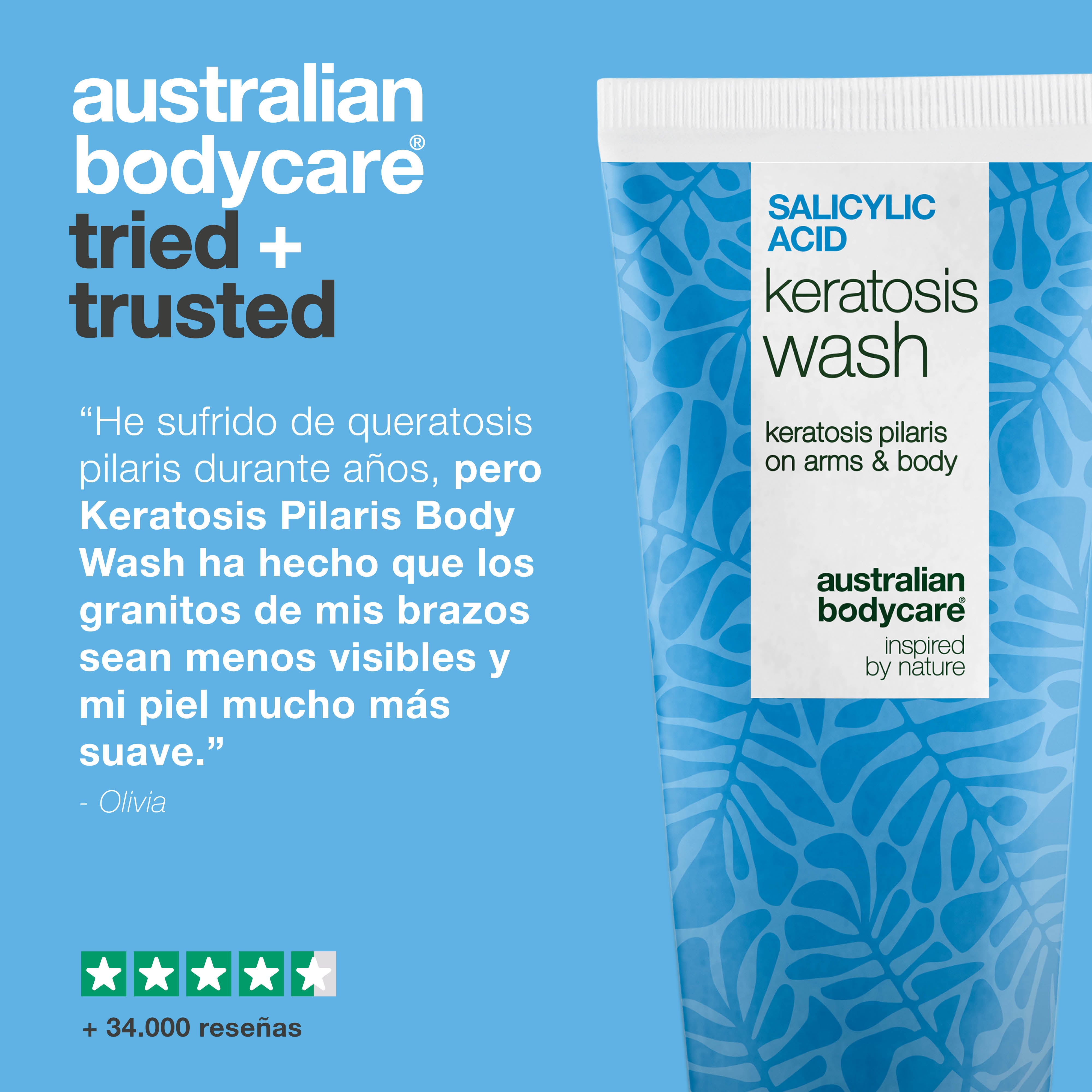 Keratosis Pilaris Body Wash contra la queratosis pilaris, poros obstruidos y rojeces. Con ácido salicílico, niacinamida, zinc PCA y vitamina E.