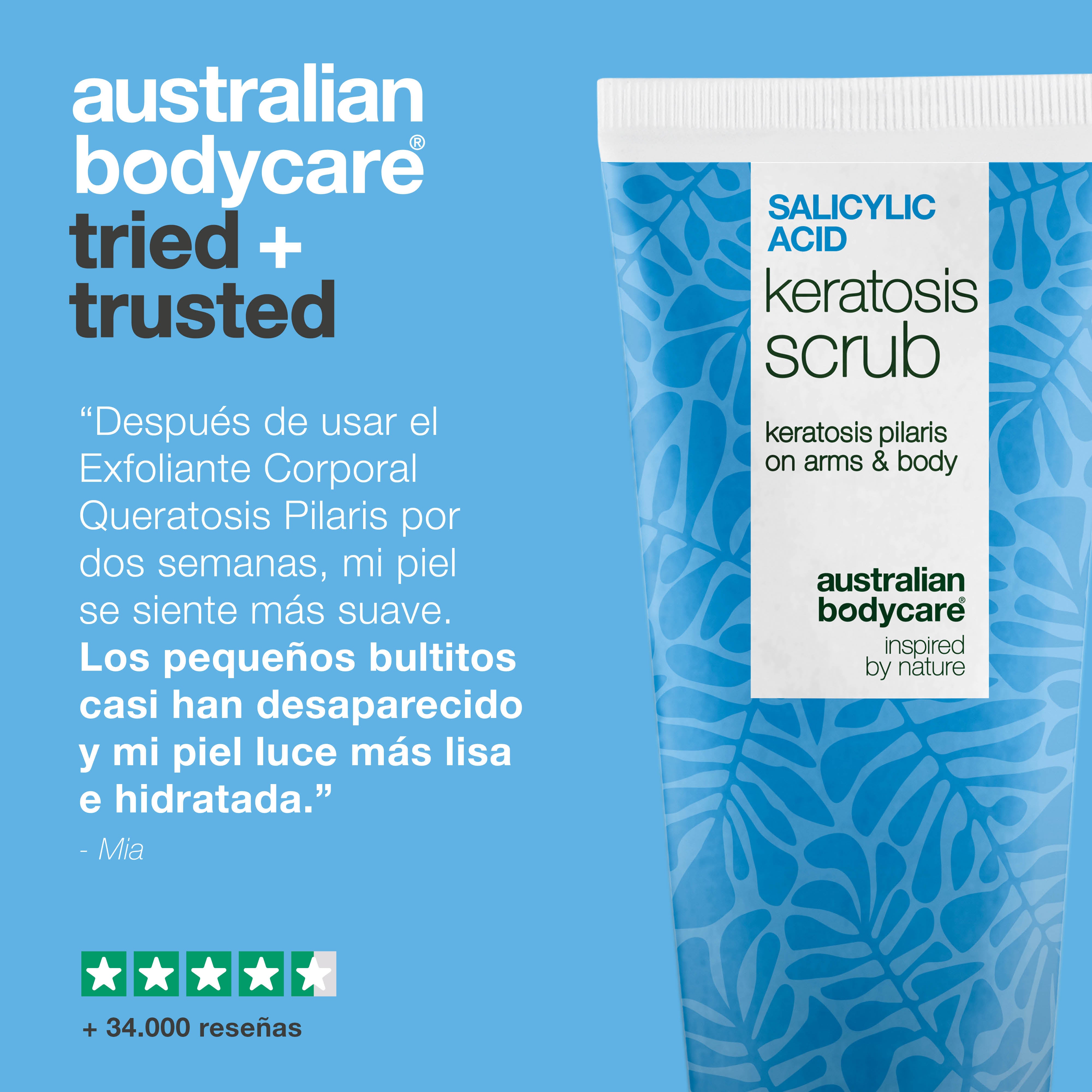 Exfoliante Corporal Queratosis Pilaris elimina células muertas y reduce bultitos. Suaviza con ácido salicílico, ácido glicólico, alantoína y glicerina.