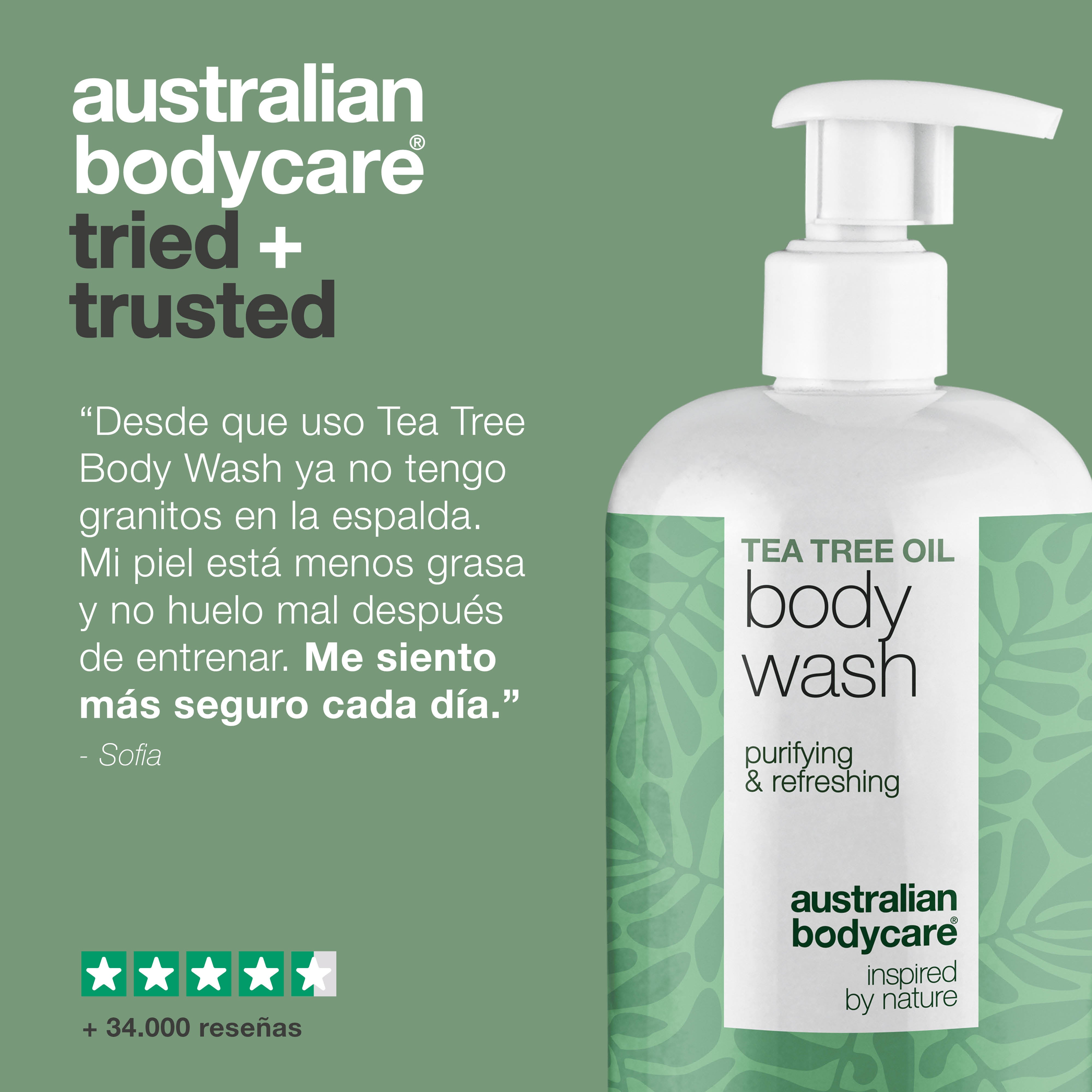 Gel corporal Tea Tree contra granos, olor corporal y picor – con Tea Tree Oil y Zinc PCA