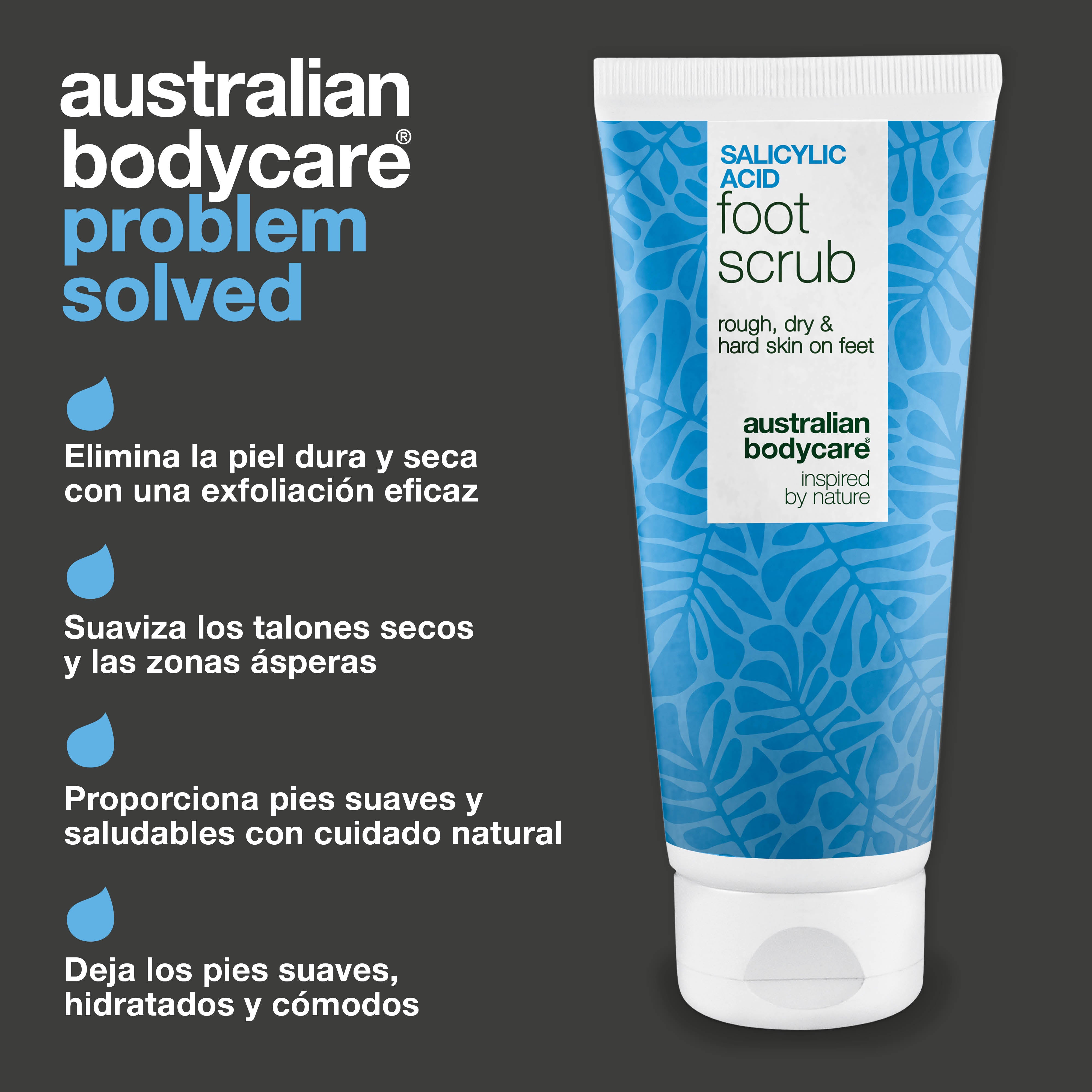 Exfoliante para pies con ácido salicílico contra piel seca y áspera