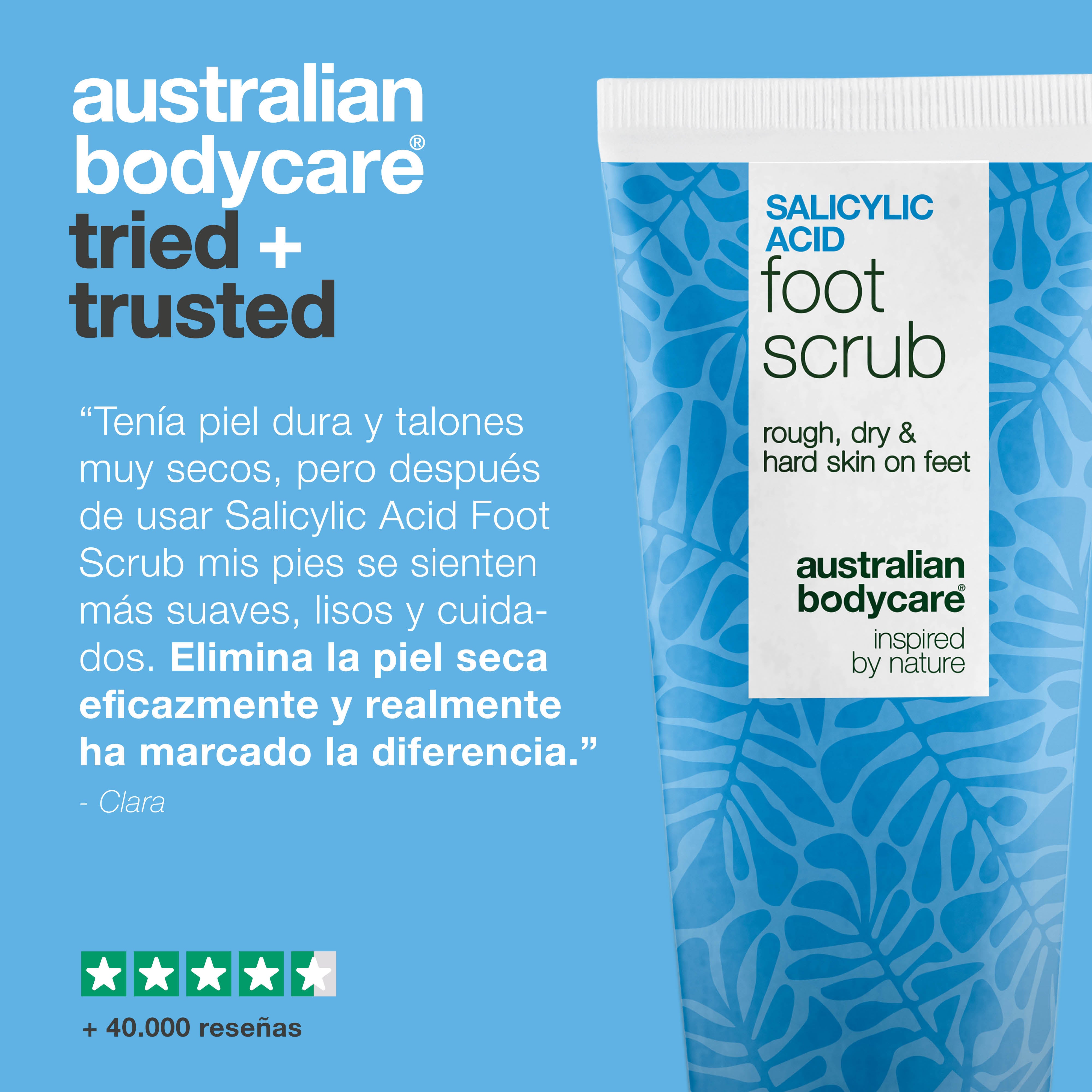 Exfoliante para pies con ácido salicílico contra piel seca y áspera