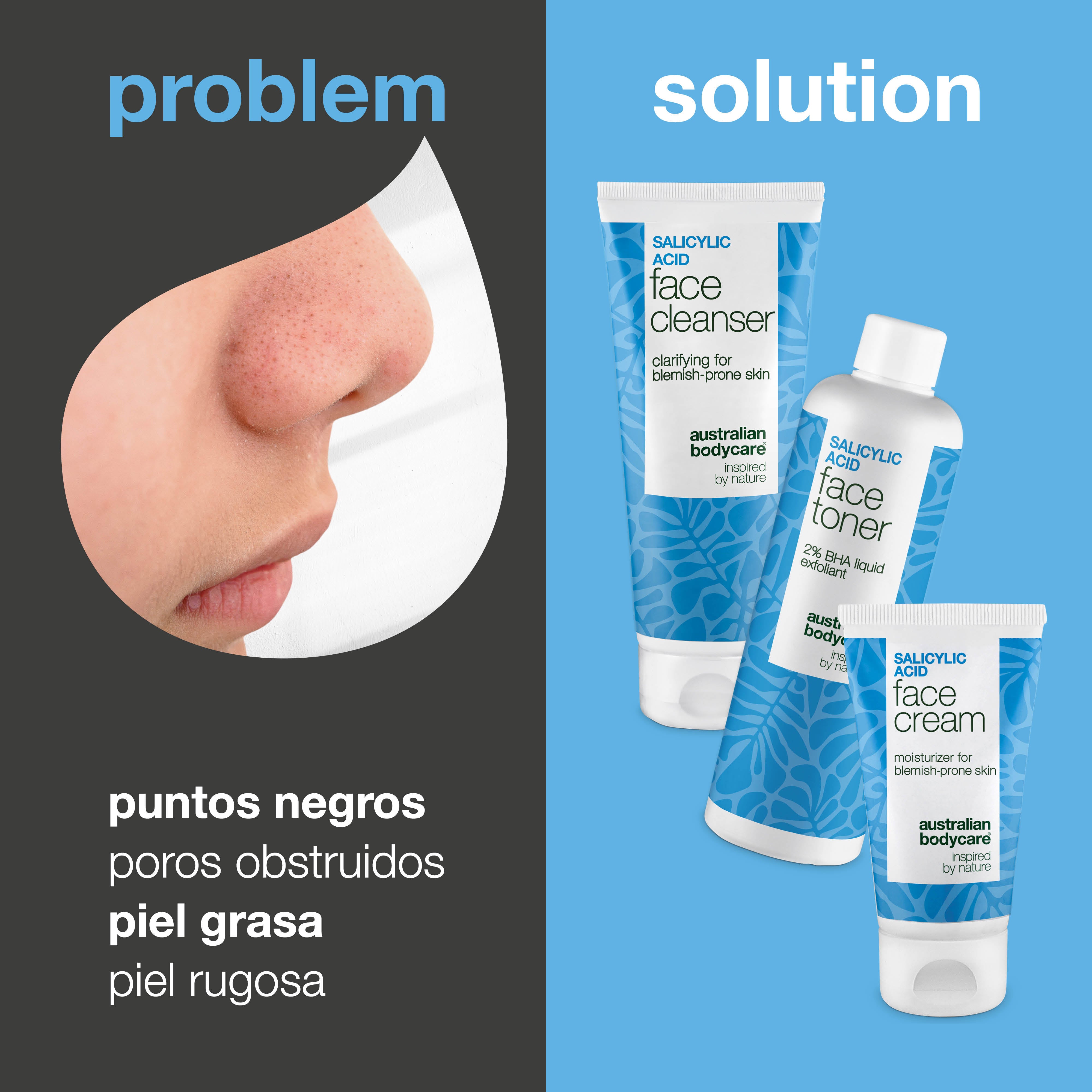 Set contra puntos negros y poros obstruidos con ácido salicílico – limpieza profunda para una piel uniforme