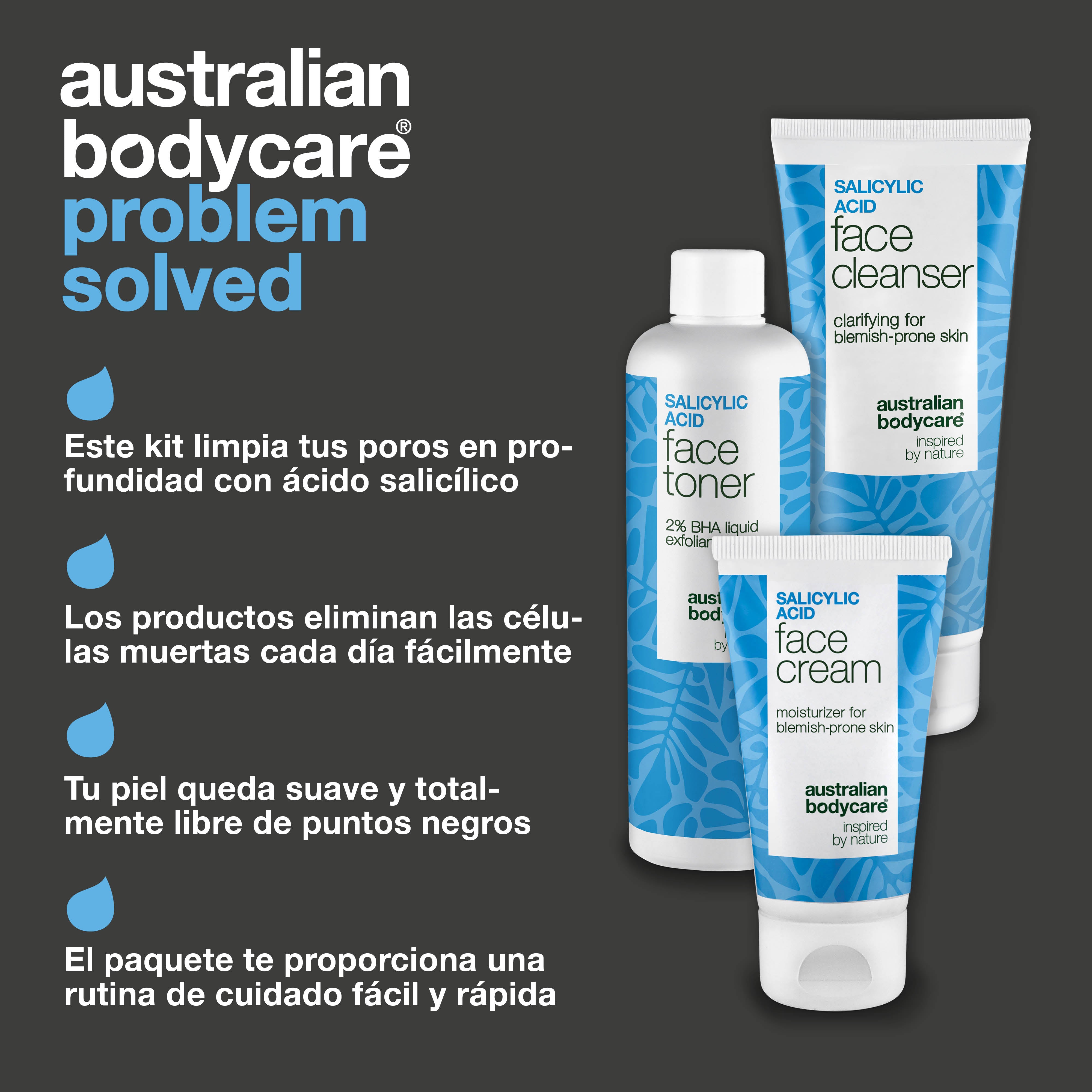 Set contra puntos negros y poros obstruidos con ácido salicílico – limpieza profunda para una piel uniforme