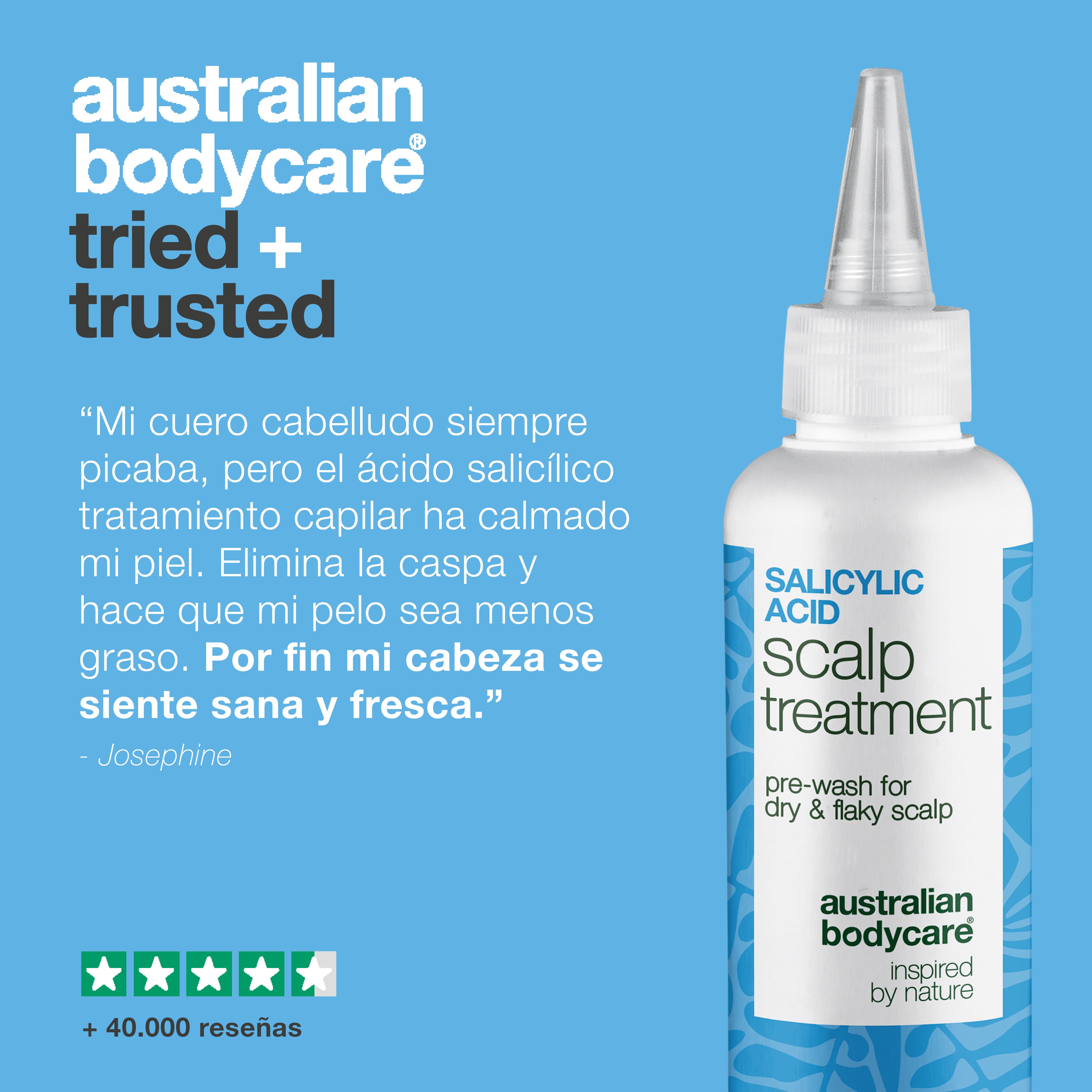 Tratamiento con ácido salicílico para caspa, picor y cuero cabelludo graso — Tratamiento con ácido salicílico para cuero cabelludo con caspa, picor y grasa. Exfolia suave y equilibra antes del lavado.