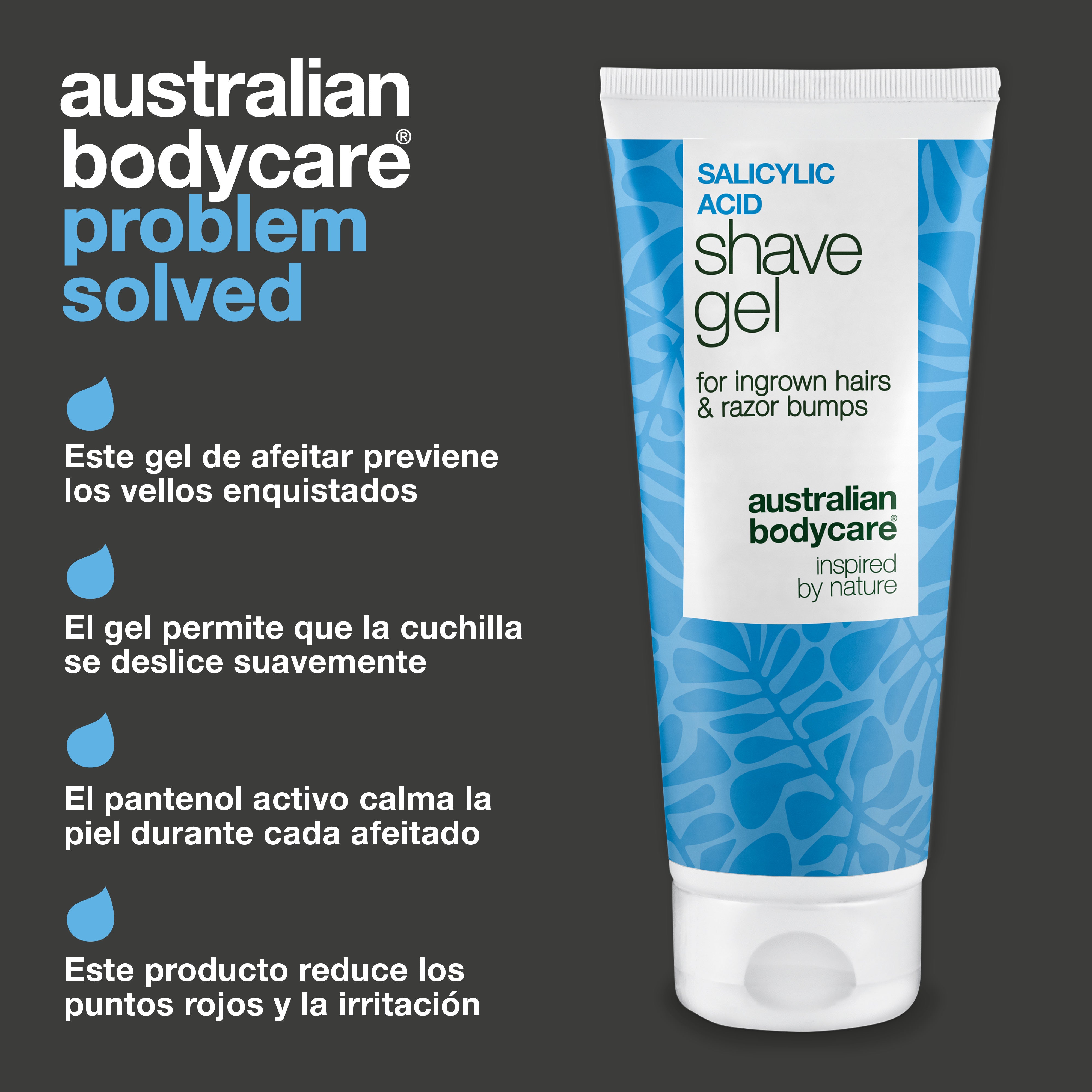 Gel de Afeitado Ácido Salicílico – Anti pelos encarnados — Gel de afeitado con ácido salicílico contra pelos encarnados y picor. Con glicerina y pantenol para un afeitado sin irritaciones.