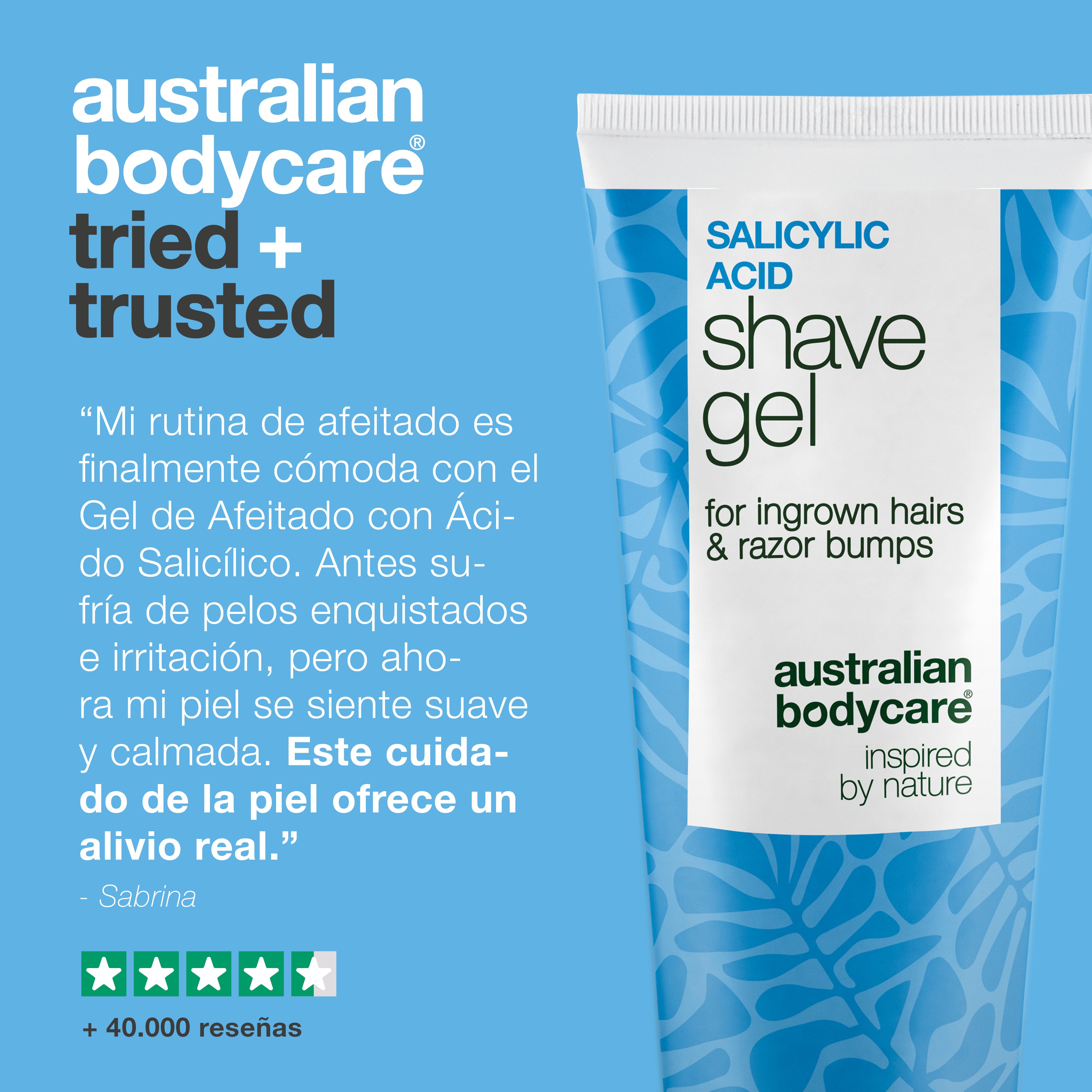 Gel de Afeitado Ácido Salicílico – Anti pelos encarnados — Gel de afeitado con ácido salicílico contra pelos encarnados y picor. Con glicerina y pantenol para un afeitado sin irritaciones.