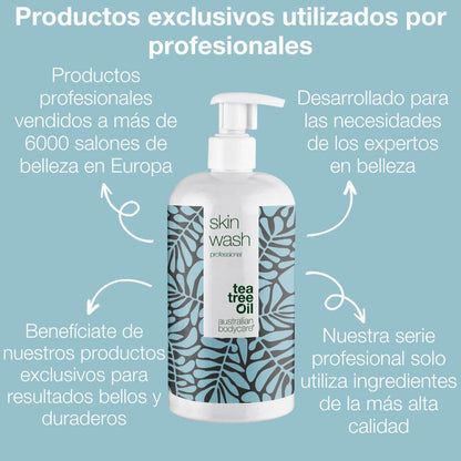 Profesional Skin Wash con aceite de árbol de té - Gel de ducha profesional contra las espinillas y la piel sucia