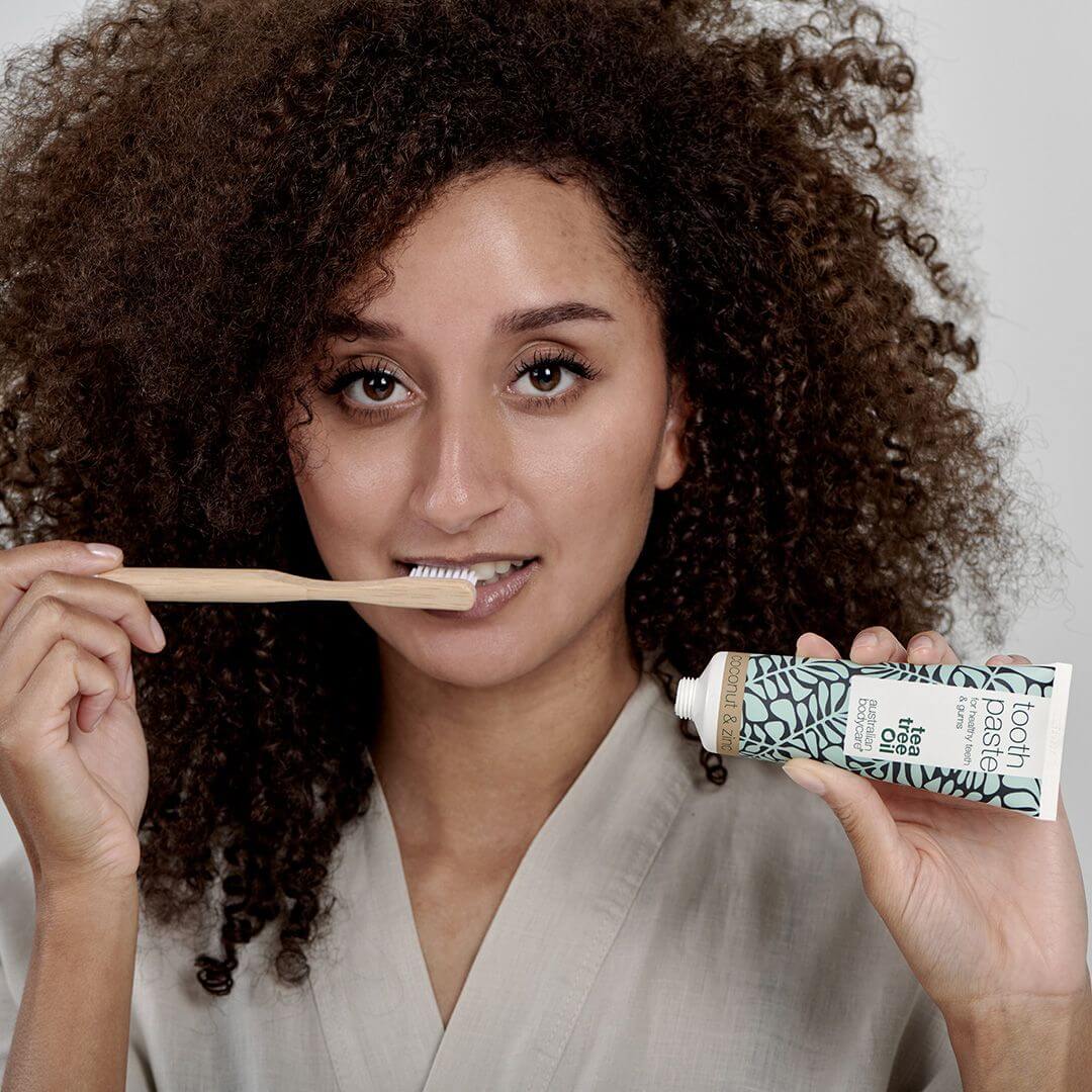 3 piezas de pasta de dientes de coco y zinc con aceite de árbol de té - Para el cuidado diario de la periodintitis, candidiasis oral y gingivitis