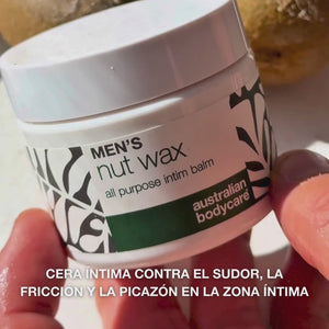 Nut Wax para hombres contra el sudor, la fricción y el olor en la zona íntima. Hidrata y protege la piel con manteca de karité, escualano y bisabolol.
