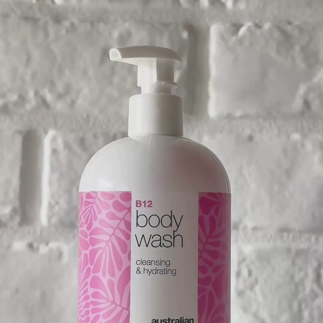 Vídeo de Australian Bodycare Vitamin B12 Body Wash – gel de ducha rosa que limpia y cuida la piel