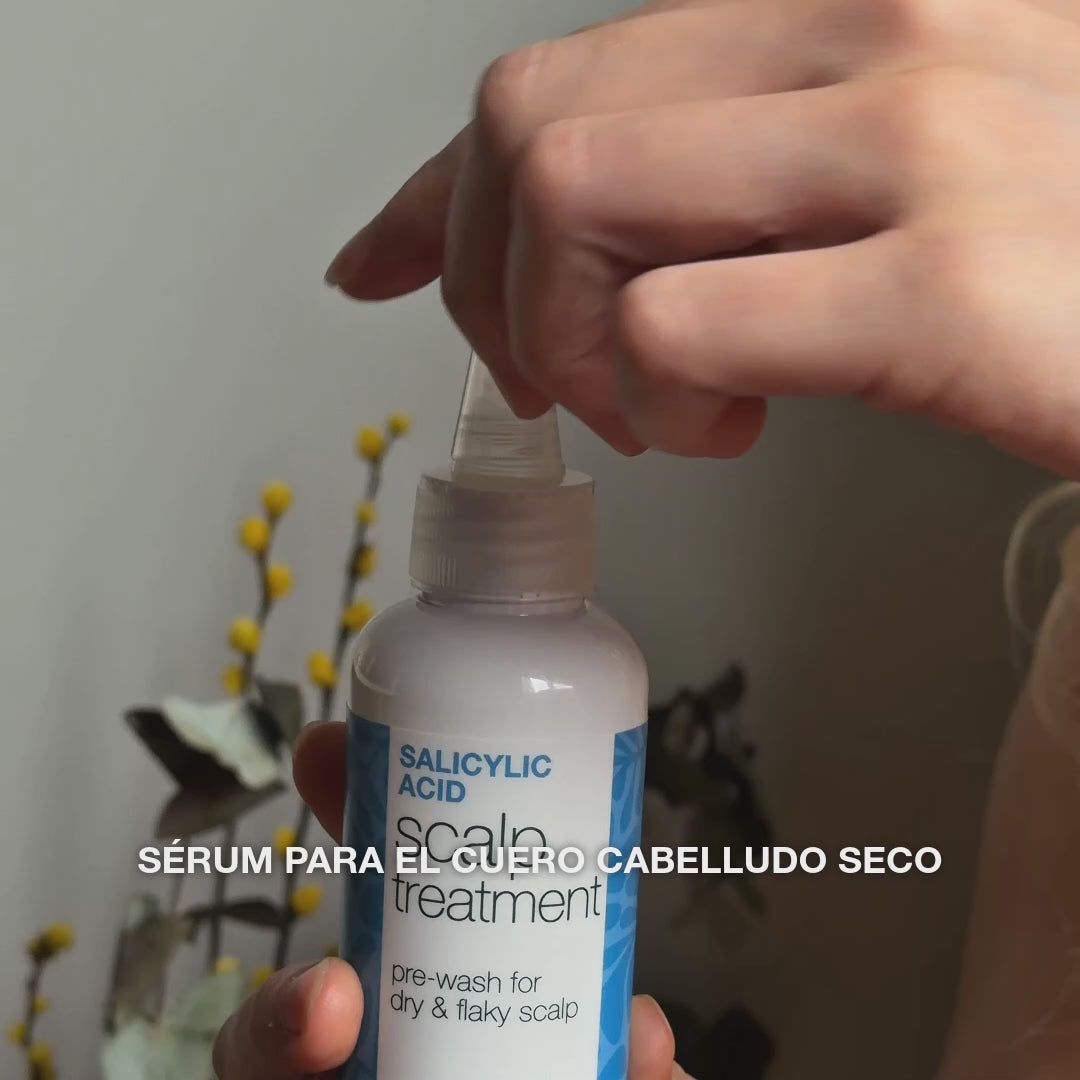Tratamiento con ácido salicílico para caspa, picor y cuero cabelludo graso — Tratamiento con ácido salicílico para cuero cabelludo con caspa, picor y grasa. Exfolia suave y equilibra antes del lavado.