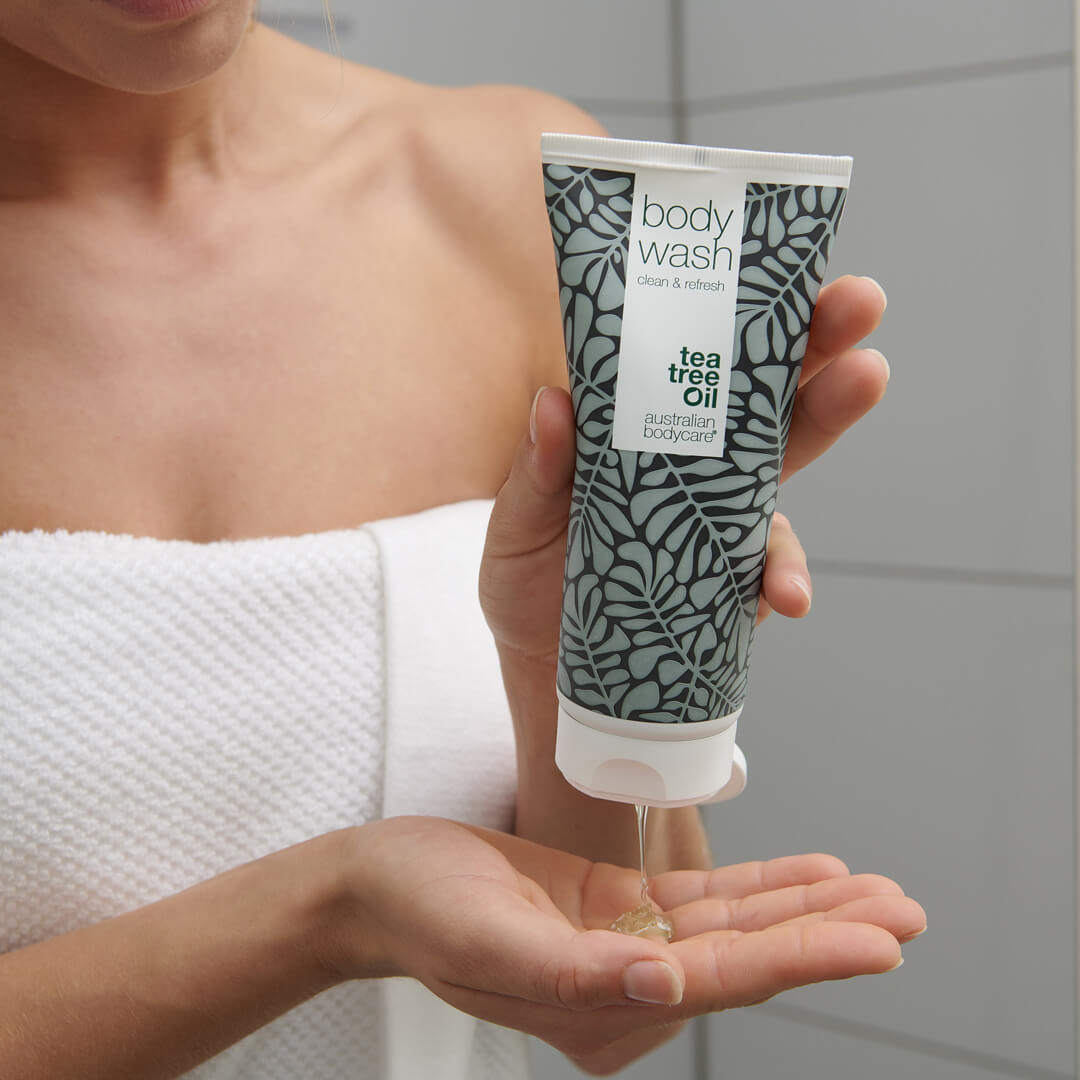 Gel de Ducha Refrescante — Con aceite de árbol de té 100% natural, limpia e hidrata tu piel.