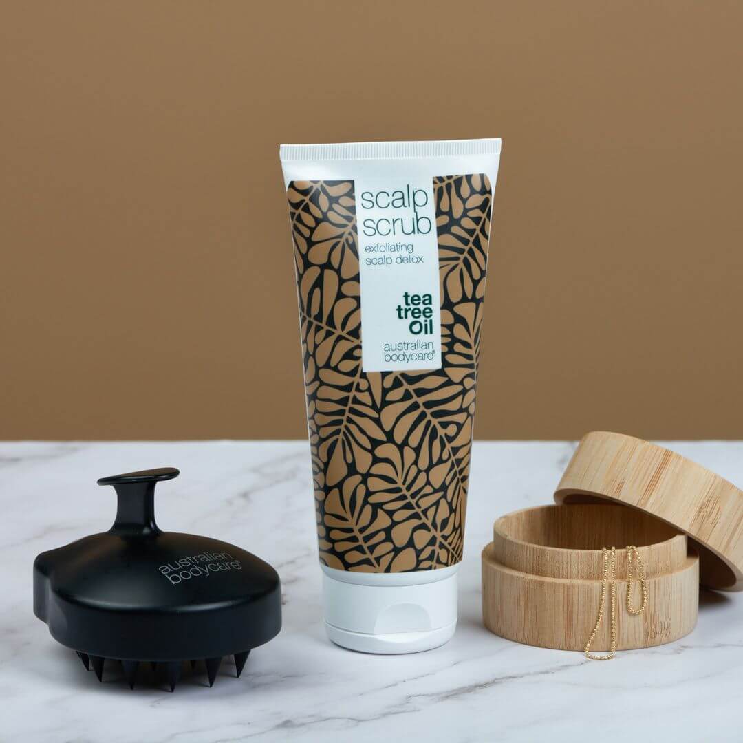2 productos para cabellos grasos - Champú y exfoliante con aceite de árbol de té para cuero cabelludo y cabello graso
